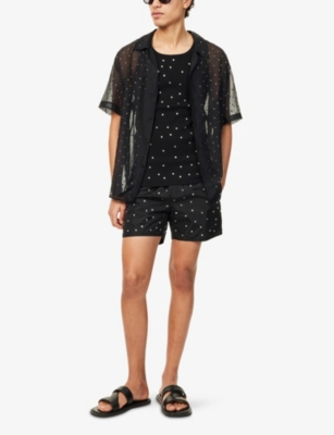 OSEREE: Gem-Embellished Stretch-Cotton Shorts