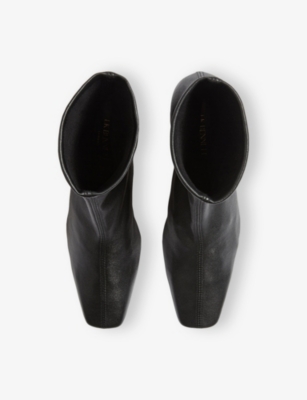 Lk Bennett Womens Bla-black Marcia Stretch Leather Boots Eur 40 / 7 Uk In Black