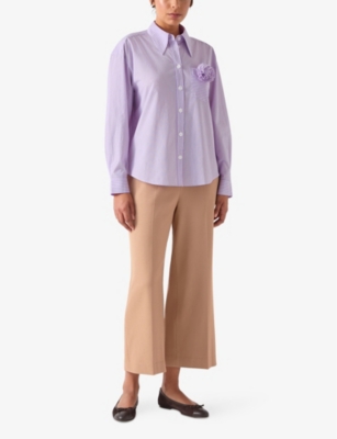 Lk Bennett Womens Mul-purple Pip Striped Cotton Shirt In Mul-purple