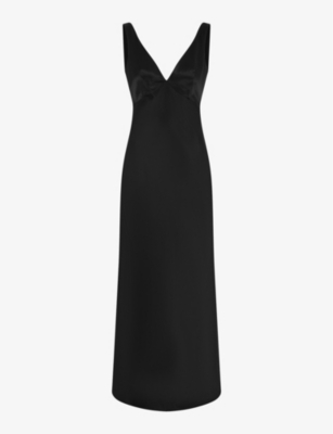 Omnes Womens  Sapphire Bow-back Eco-viscose Satin Maxi Dress In Black