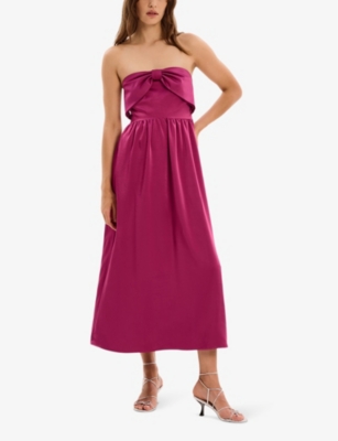Omnes Womens  Millie Bow-detail Recycled-polyester Maxi Dress In Magenta