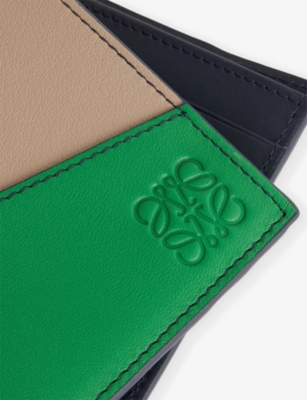 Loewe Mens Sand/tropical Green Puzzle Edge Bifold Leather Wallet In Multi