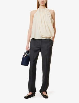 JW ANDERSON: Twisted Drape Halter Wool-Blend Top