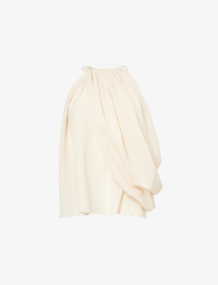 JW ANDERSON: Twisted Drape Halter Wool-Blend Top
