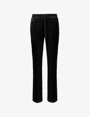 JW ANDERSON: Brand-Embroidery Straight-Leg Mid-Rise Satin Trousers