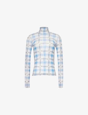 JW ANDERSON: Roll-neck graphic-pattern stretch-mesh top