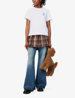 JW ANDERSON: Embroidered-branding graphic-print cotton-jersey T-shirt