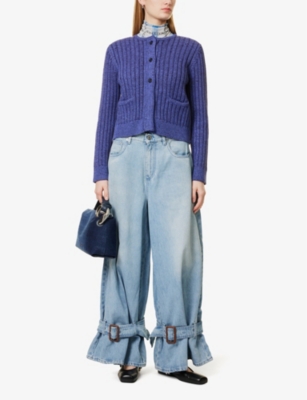 JW ANDERSON: Round-Neck Cropped Cotton-Blend Cardigan