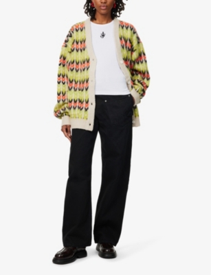 JW ANDERSON: Twisted Workwear embroidered-branding denim jeans