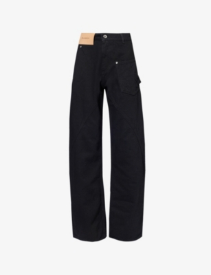 JW ANDERSON: Twisted Workwear embroidered-branding denim jeans