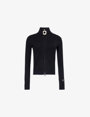 JW ANDERSON: Ribbed high-neck stretch-cotton blend cardigan