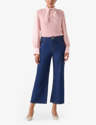 Lk Bennett Womens Pin-light Pink Gaia Fluffy Pointelle-knit Wool-blend Jumper In Pin-light Pink