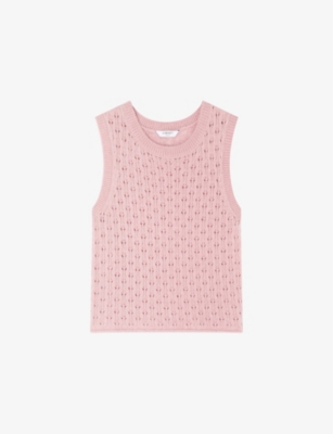 Lk Bennett Womens Pin-light Pink Gaia Fluffy Pointelle-knit Wool-blend Jumper In Pin-light Pink
