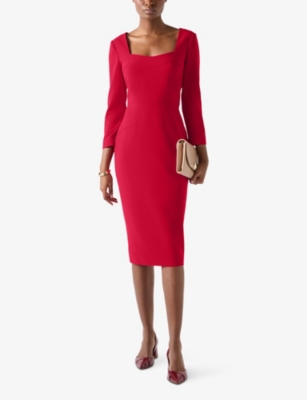 LK BENNETT: Altyn square-neck crepe knee-length dress