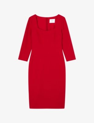 LK BENNETT: Altyn square-neck crepe knee-length dress