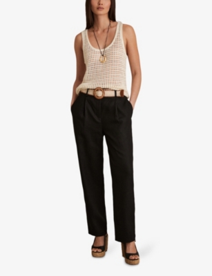 REISS: Beau Tapered-Leg Linen Trousers