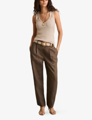 REISS: Beau Tapered-Leg Linen Trousers