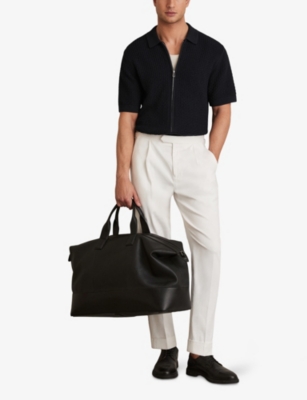 Reiss Mens Tay Pointelle-knit Modal And Cotton-blend Shirt Navy Xxl In Navy