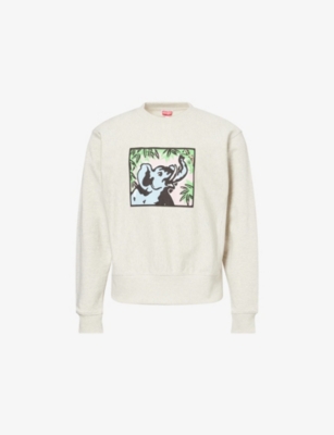 KENZO: Elephant-Print Crewneck Cotton-Jersey Sweatshirt
