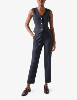 LK BENNETT: Bella Pinstripe Straight-Leg Mid-Rise Woven Trousers