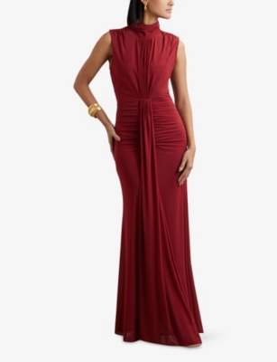 Reiss Womens Dark Red Daniella Sleeveless Stretch-woven Maxi Dress In Red