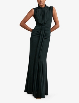 Reiss Womens Teal Daniella Sleeveless Stretch-woven Maxi Dress In Black