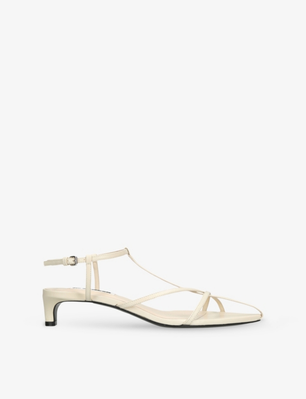 Cage Strap Leather Heeled Sandals