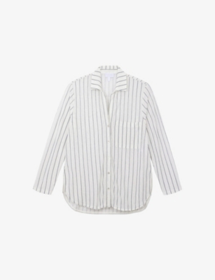 The White Company S Ink Oversized Stripe-print Linen-jersey Shirt In White