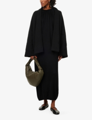 FRENCKENBERGER WOMENS BLACK DRAPED SLEEVELESS WOOL AND CASHMERE-BLEND MAXI DRESS XS 