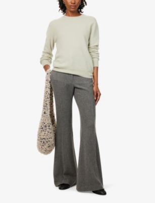 Shop Frenckenberger Womens Mini R-neck Brushed Cashmere Jumper Overcast Xs