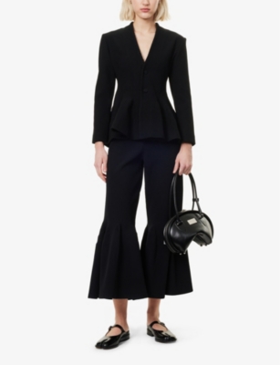 Cfcl Womens  Hypha Pleated Bell-bottom Knitted Trousers In Black