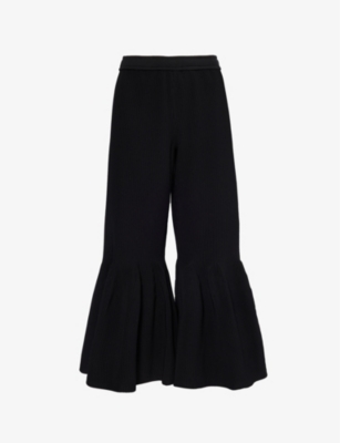 CFCL WOMENS BLACK HYPHA PLEATED BELL-BOTTOM KNITTED TROUSERS