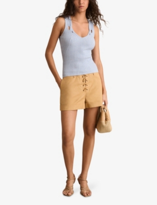 Reiss Womens Blue Alethia Twist-strap Knitted Vest Xs