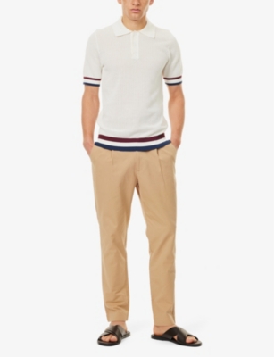 CHE: Pleated two-slip-pockets tapered-leg regular-fit cotton-blend trousers