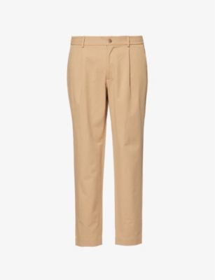 CHE: Pleated two-slip-pockets tapered-leg regular-fit cotton-blend trousers