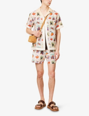 CHE: Estampillas Postcard-Print Linen Shirt