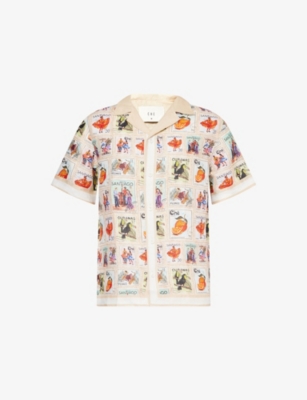 CHE: Estampillas Postcard-Print Linen Shirt