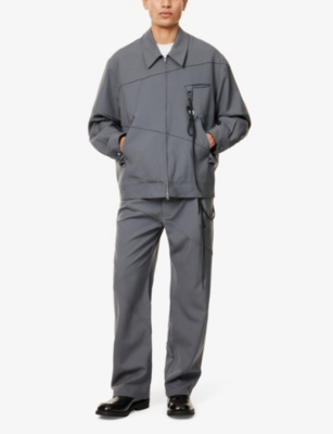 SONG FOR THE MUTE S GREY SPREAD-COLLAR ZIPPED-POCKET WOOL JACKET 