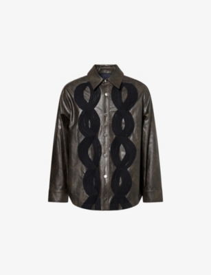 SONG FOR THE MUTE: Applique Faux-Leather Jacket
