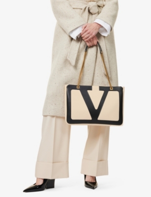Valentino Viva Superstar Medium Nappa Leather Shopping Bag In Butter White/nero