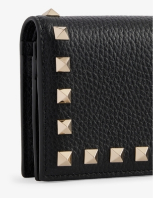 Valentino Womens Rockstud Bifold Leather Wallet Nero In Nero