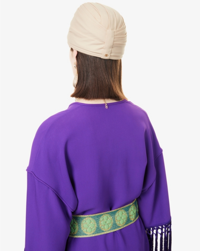 VLogo pleated virgin-wool turban