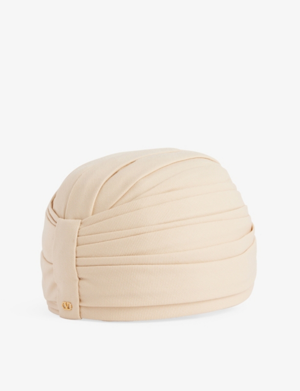 VLogo pleated virgin-wool turban