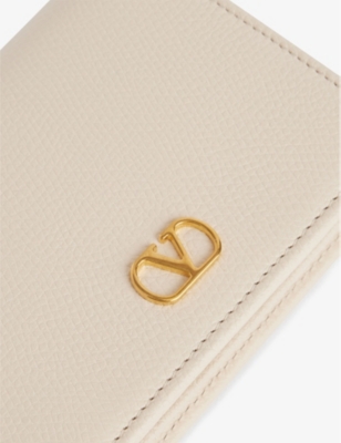 Valentino Womens Light Ivory Vlogo Signature Grainy Leather Compact Wallet In Light Ivory