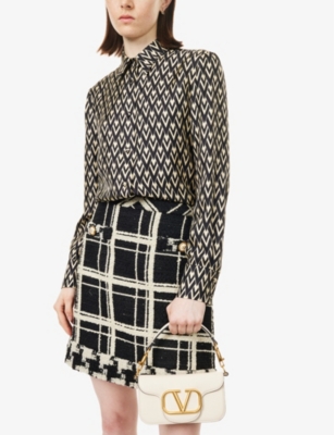 VALENTINO GARAVANI WOMENS LIGHT IVORY LOCÒ VLOGO SMALL LEATHER SHOULDER BAG