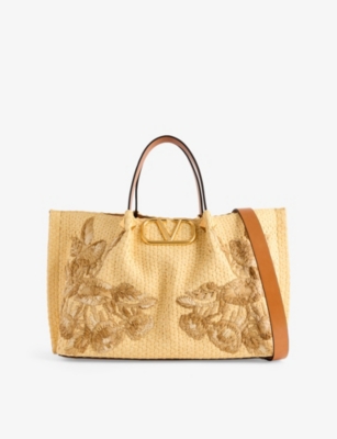 VALENTINO GARAVANI: VLogo Raffia Tote Bag