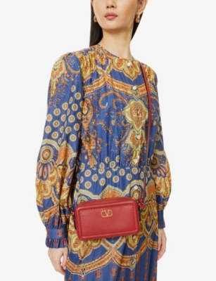 VALENTINO GARAVANI WOMENS ROSSO V ALLTIME SMALL LEATHER CROSS-BODY BAG 