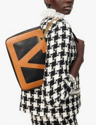 Valentino Viva Superstar Leather Shoulder Bag With Maxi Vlogo Signature On The Front In Nero/spice