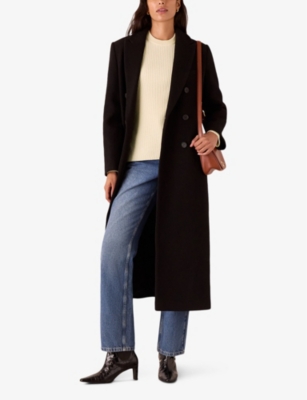 WHISTLES: Buttoned-shoulder longline ribbed wool jumper