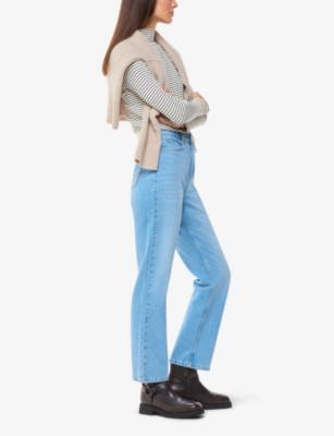 Whistles Womens Cream Stripe-pattern High-neck Stretch-cotton Jumper In Cream